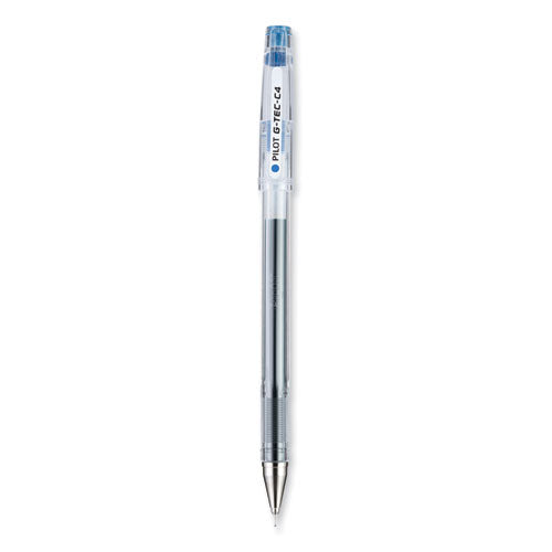Image of Pilot® G-TEC-C Ultra Gel Pen, Stick, Ultra-Fine 0.4 mm, Blue Ink, Clear/Blue Barrel, Dozen