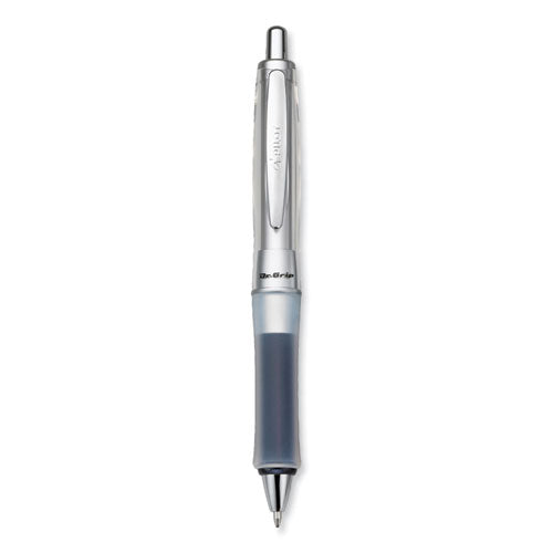 Image of Pilot® Dr. Grip Center of Gravity Ballpoint Pen, Retractable, Medium 1 mm, Black Ink, Silver/Charcoal Barrel