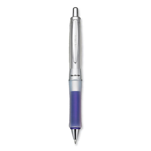 Image of Pilot® Dr. Grip Center of Gravity Ballpoint Pen, Retractable, Medium 1 mm, Black Ink, Silver/Navy Barrel
