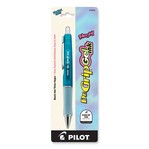 Image of Pilot® Dr. Grip Gel Pen, Retractable, Fine 0.7 mm, Black Ink, Translucent Blue Barrel