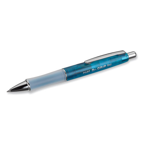 Image of Pilot® Dr. Grip Gel Pen, Retractable, Fine 0.7 mm, Black Ink, Translucent Blue Barrel