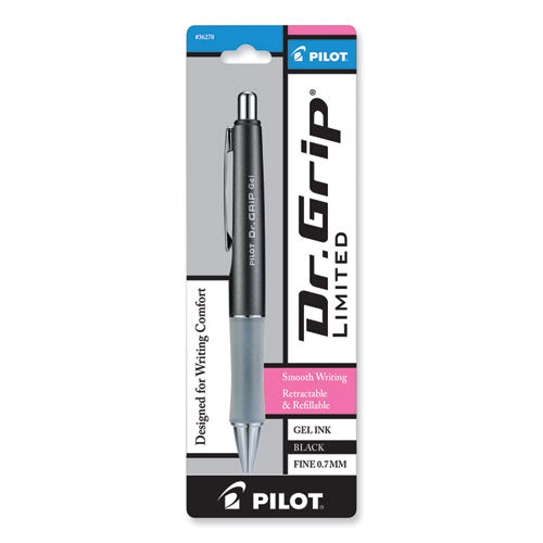 Image of Pilot® Dr. Grip Limited Gel Pen, Retractable, Fine 0.7 Mm, Black Ink, Charcoal Gray Barrel