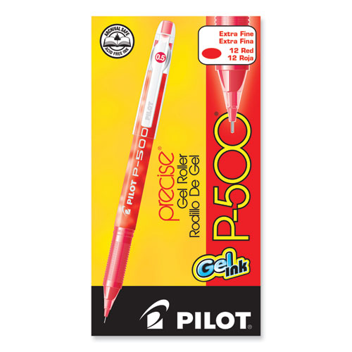 Image of Pilot® Precise P-500 Gel Pen, Stick, Extra-Fine 0.5 Mm, Red Ink, Red Barrel, Dozen