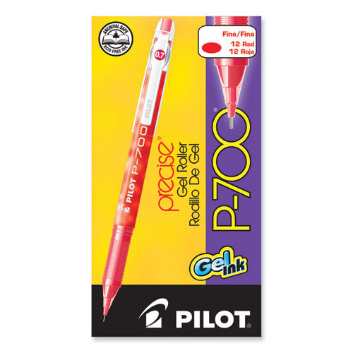 Image of Pilot® Precise P-700 Gel Pen, Stick, Fine 0.7 Mm, Red Ink, Red Barrel, Dozen