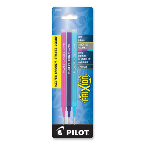 Image of Pilot® Refill For Pilot Frixion Erasable, Frixion Ball, Frixion Clicker And Frixion Lx Gel Ink Pens, Fine Tip, Assorted Ink, 3/pack