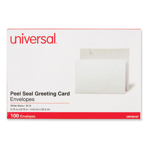 Image of Universal® Peel Seal Strip Business Envelope, #A9, Square Flap, Self-Adhesive Closure, 5.74 x 8.75, White, 100/Box
