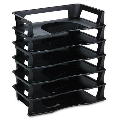 Image of Rubbermaid® Regeneration Recycled Plastic Letter Tray, 6 Sections, Letter Size Files, 9.13" X 15.25" X 2.75", Black