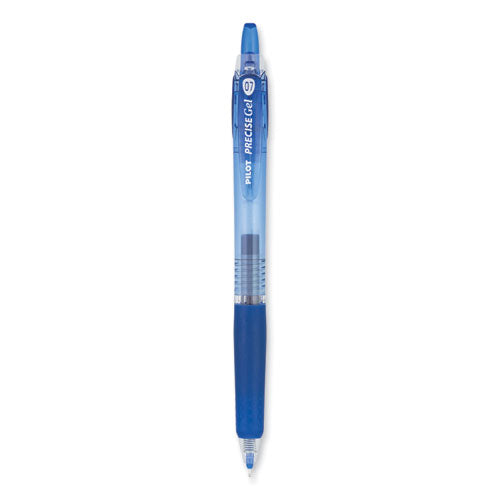 Image of Pilot® Precise Gel BeGreen Gel Pen, Retractable, Fine 0.7 mm, Blue Ink, Translucent Blue Barrel, Dozen