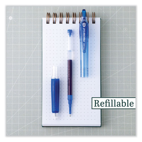 Image of Pilot® Precise Gel BeGreen Gel Pen, Retractable, Fine 0.7 mm, Blue Ink, Translucent Blue Barrel, Dozen