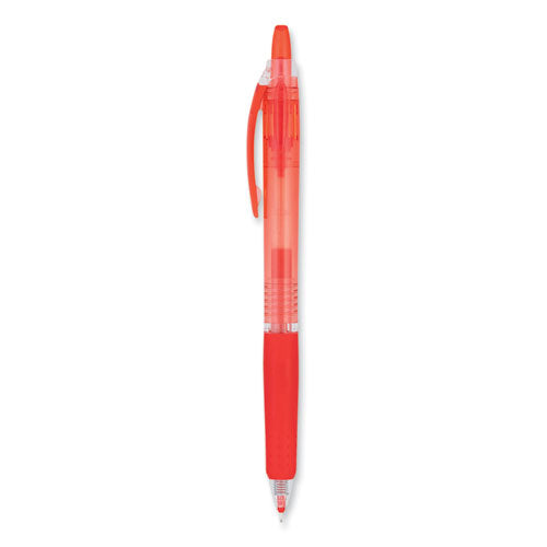Image of Pilot® Precise Gel BeGreen Gel Pen, Retractable, Fine 0.7 mm, Red Ink, Translucent Red Barrel, Dozen