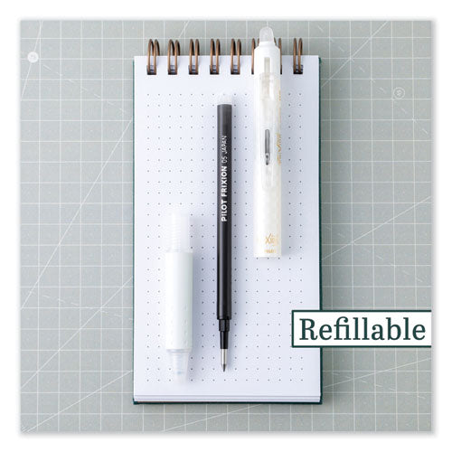 Image of Pilot® FriXion Ball Clicker Erasable Gel Pen, Retractable, Extra-Fine 0.5 mm, Black Ink, White Barrel, Dozen
