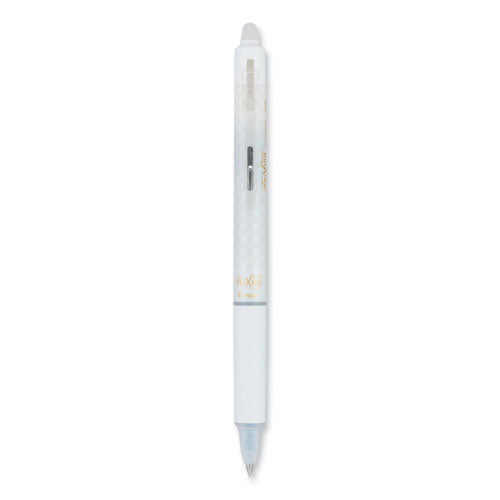 Image of Pilot® FriXion Ball Clicker Erasable Gel Pen, Retractable, Extra-Fine 0.5 mm, Black Ink, White Barrel, Dozen