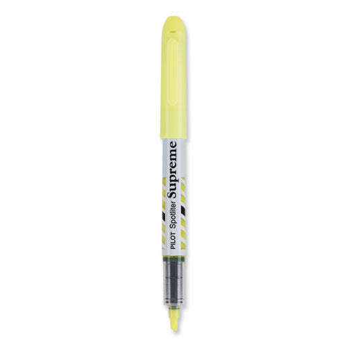 Image of Pilot® Spotliter Supreme Highlighter, Fluorescent Yellow Ink, Chisel Tip, Yellow/white Barrel, Dozen