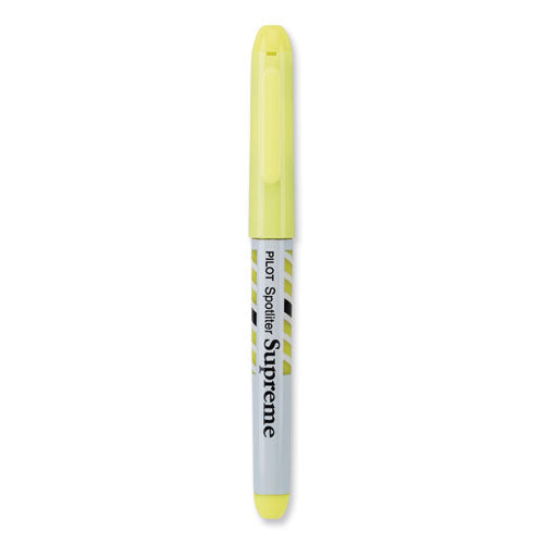 Image of Pilot® Spotliter Supreme Highlighter, Fluorescent Yellow Ink, Chisel Tip, Yellow/white Barrel, Dozen