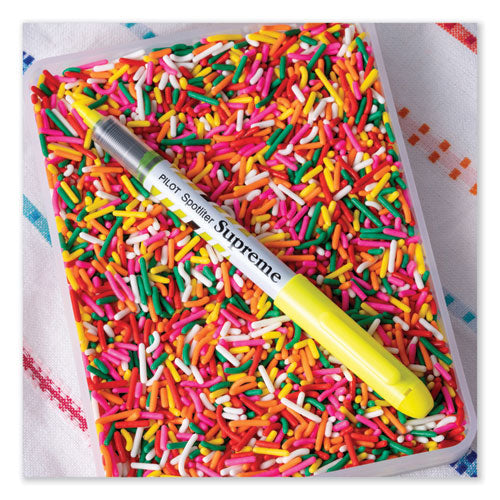 Image of Pilot® Spotliter Supreme Highlighter, Fluorescent Yellow Ink, Chisel Tip, Yellow/white Barrel, Dozen