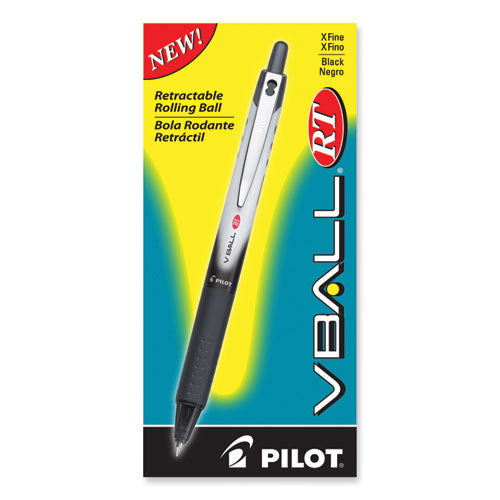 Image of Pilot® VBall RT Liquid Ink Rollerball Pen, Retractable, Extra-Fine 0.5 mm, Black Ink, Black/White Barrel