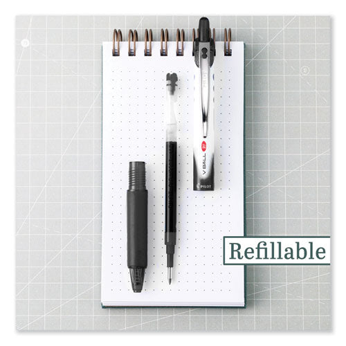 Image of Pilot® VBall RT Liquid Ink Rollerball Pen, Retractable, Extra-Fine 0.5 mm, Black Ink, Black/White Barrel
