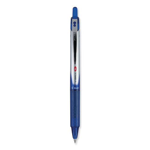 Image of Pilot® VBall RT Liquid Ink Rollerball Pen, Retractable, Fine 0.7 mm, Blue Ink, Blue/White Barrel