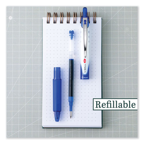 Image of Pilot® VBall RT Liquid Ink Rollerball Pen, Retractable, Fine 0.7 mm, Blue Ink, Blue/White Barrel