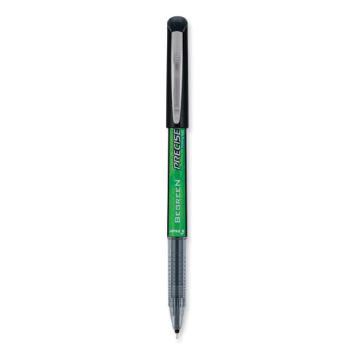 Image of Pilot® Precise V5 BeGreen Rollerball Pen, Stick, Extra-Fine 0.5 mm, Black Ink, Black Barrel, Dozen