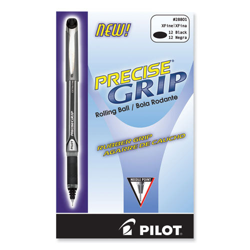 Image of Pilot® Precise Grip Rollerball Pen, Stick, Extra-Fine 0.5 mm, Black Ink, Black Barrel