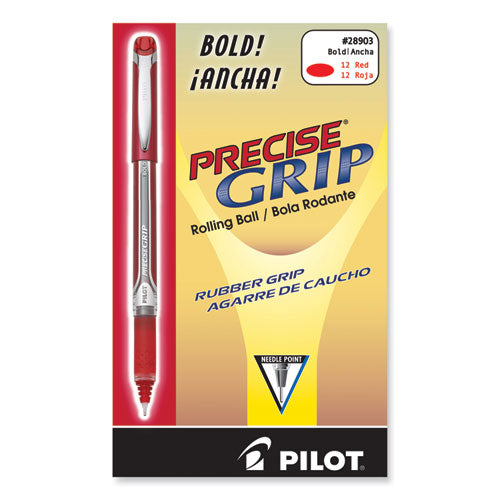 Image of Pilot® Precise Grip Rollerball Pen, Stick, Bold 1 mm, Red Ink, Red Barrel