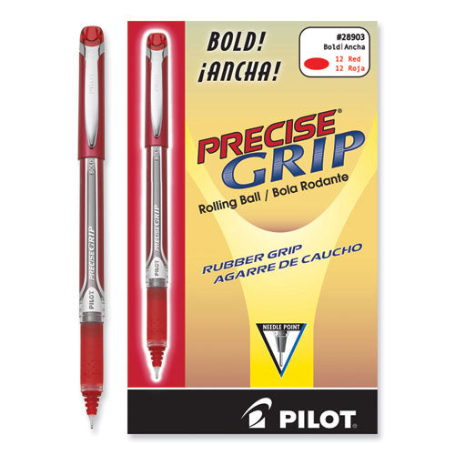 Image of Pilot® Precise Grip Rollerball Pen, Stick, Bold 1 mm, Red Ink, Red Barrel