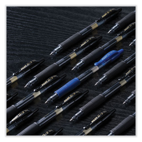 Image of Pilot® G2 Premium Gel Pen, Retractable, Fine 0.7 mm, Blue Ink, Smoke/Blue Barrel, 2/Pack