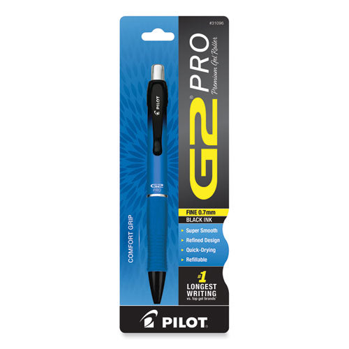 Image of Pilot® G2 Pro Gel Pen, Retractable, Fine 0.7 Mm, Black Ink, Blue Barrel