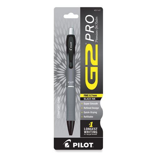 Image of Pilot® G2 Pro Gel Pen, Retractable, Fine 0.7 Mm, Black Ink, Gray Barrel