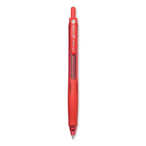 Image of Pilot® G-Knock BeGreen Gel Pen, Retractable, Fine 0.7 mm, Red Ink, Translucent Red/Red Barrel, Dozen