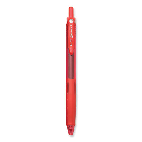 Image of Pilot® G-Knock BeGreen Gel Pen, Retractable, Fine 0.7 mm, Red Ink, Translucent Red/Red Barrel, Dozen