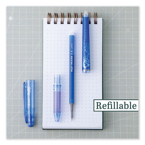 Image of Pilot® FriXion Point Erasable Gel Pen, Stick, Extra-Fine 0.5 mm, Blue Ink, Blue/Silver/Transparent Blue Barrel