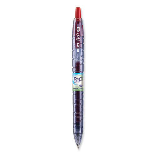 Image of Pilot® B2p Bottle-2-Pen Recycled Gel Pen, Retractable, Fine 0.7 Mm, Red Ink, Translucent Blue Barrel