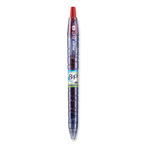 Image of Pilot® B2p Bottle-2-Pen Recycled Gel Pen, Retractable, Fine 0.7 Mm, Red Ink, Translucent Blue Barrel