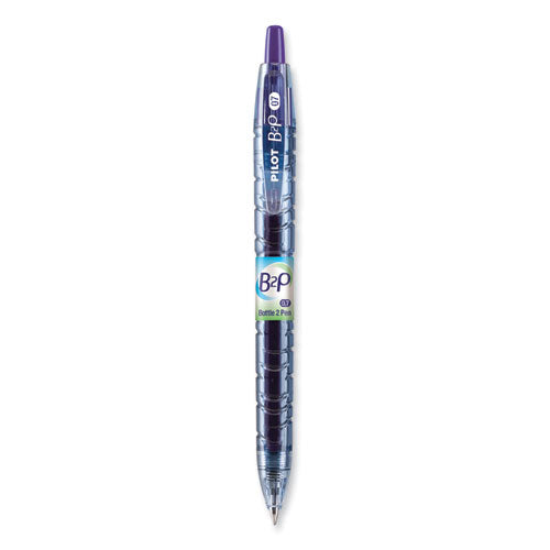 Image of Pilot® B2p Bottle-2-Pen Recycled Gel Pen, Retractable, Fine 0.7 Mm, Purple Ink, Translucent Blue Barrel
