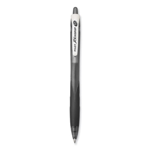 Image of Pilot® RexGrip BeGreen Ballpoint Pen, Retractable, Medium 1 mm, Black Ink, Smoke/Black Barrel, Dozen