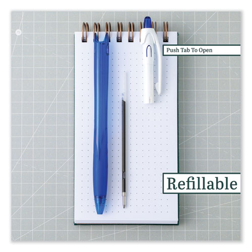Image of Pilot® RexGrip BeGreen Ballpoint Pen, Retractable, Medium 1 mm, Blue Ink, Translucent Blue Barrel, Dozen