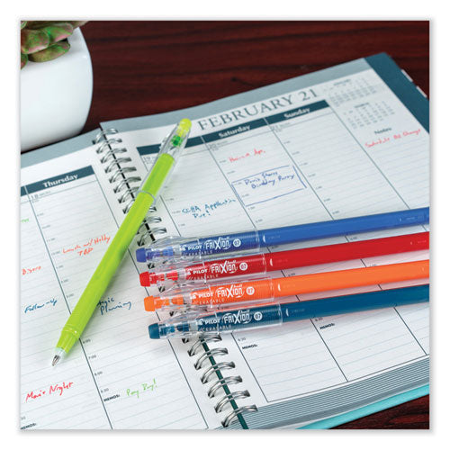 Image of Pilot® FriXion ColorSticks Erasable Gel Pen, Stick, Fine 0.7 mm, Blue Ink, Blue Barrel, Dozen