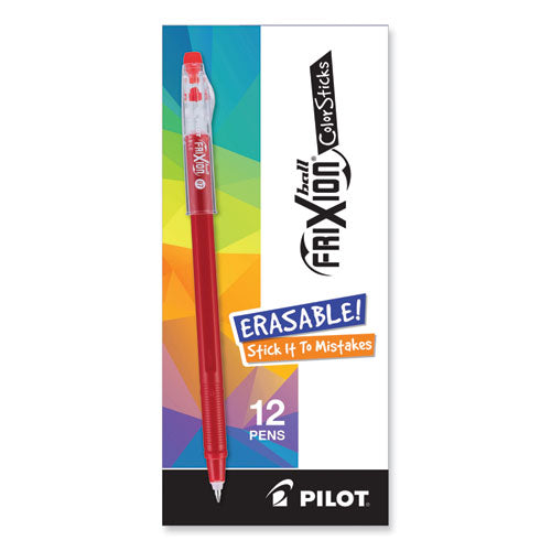 Image of Pilot® FriXion ColorSticks Erasable Gel Pen, Stick, Fine 0.7 mm, Red Ink, Red Barrel, Dozen