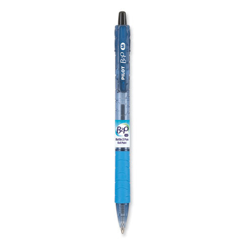 Image of Pilot® B2p Bottle-2-Pen Recycled Ballpoint Pen, Retractable, Medium 1 Mm, Black Ink, Translucent Blue Barrel, Dozen