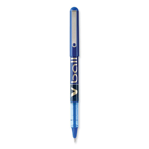 Image of Pilot® VBall Liquid Ink Rollerball Pen, Stick, Fine 0.7 mm, Blue Ink, Blue/Clear Barrel, Dozen