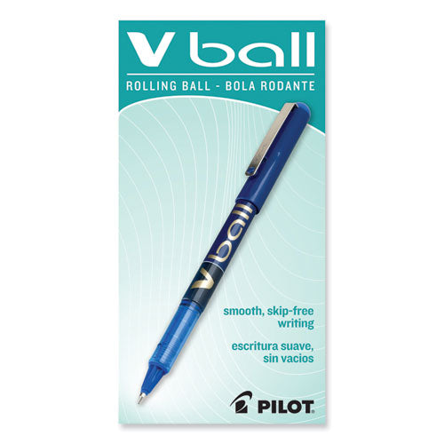 Image of Pilot® VBall Liquid Ink Rollerball Pen, Stick, Fine 0.7 mm, Blue Ink, Blue/Clear Barrel, Dozen