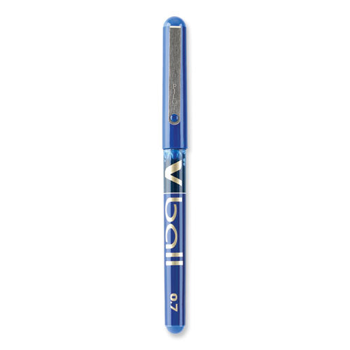 Image of Pilot® VBall Liquid Ink Rollerball Pen, Stick, Fine 0.7 mm, Blue Ink, Blue/Clear Barrel, Dozen
