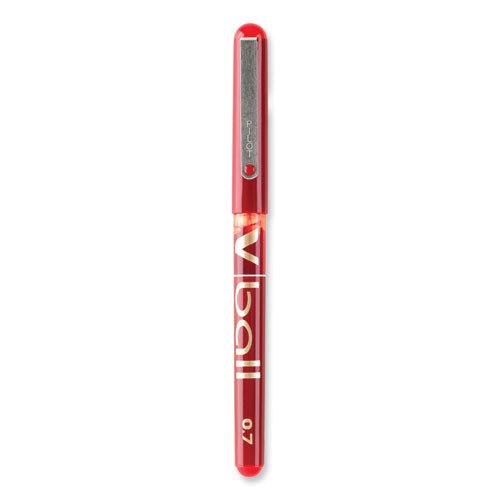 Image of Pilot® VBall Liquid Ink Rollerball Pen, Stick, Extra-Fine 0.5 mm, Red Ink, Red/Clear Barrel, Dozen