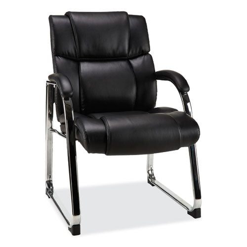 Image of Alera® Alera Hildred Series Guest Chair, 25" x 28.94" x 37.8", Black Seat, Black Back, Chrome Base