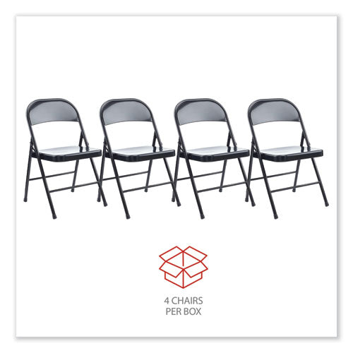 Image of Alera® Armless Steel Folding Chair, Supports Up to 275 lb, Black Seat, Black Back, Black Base, 4/Carton