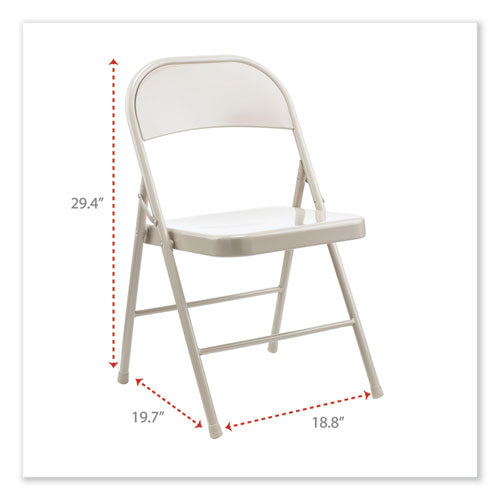 Image of Alera® Armless Steel Folding Chair, Supports Up to 275 lb, Taupe Seat, Taupe Back, Taupe Base, 4/Carton