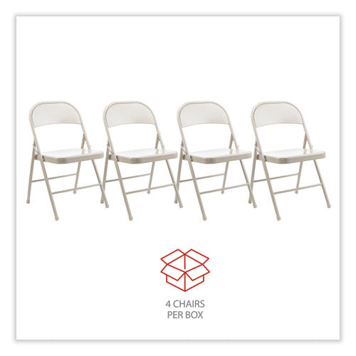 Image of Alera® Armless Steel Folding Chair, Supports Up to 275 lb, Taupe Seat, Taupe Back, Taupe Base, 4/Carton