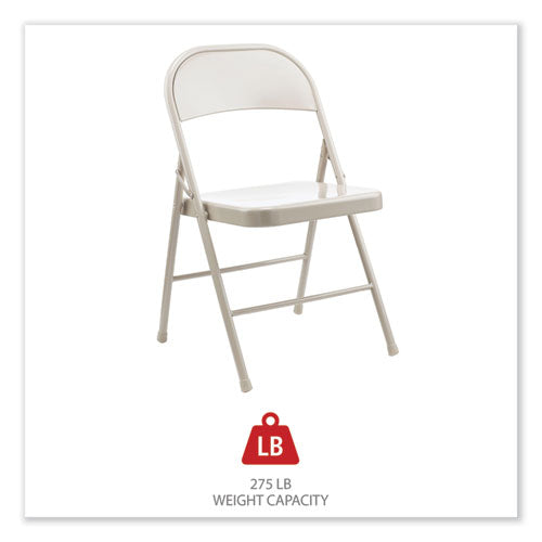 Image of Alera® Armless Steel Folding Chair, Supports Up to 275 lb, Taupe Seat, Taupe Back, Taupe Base, 4/Carton